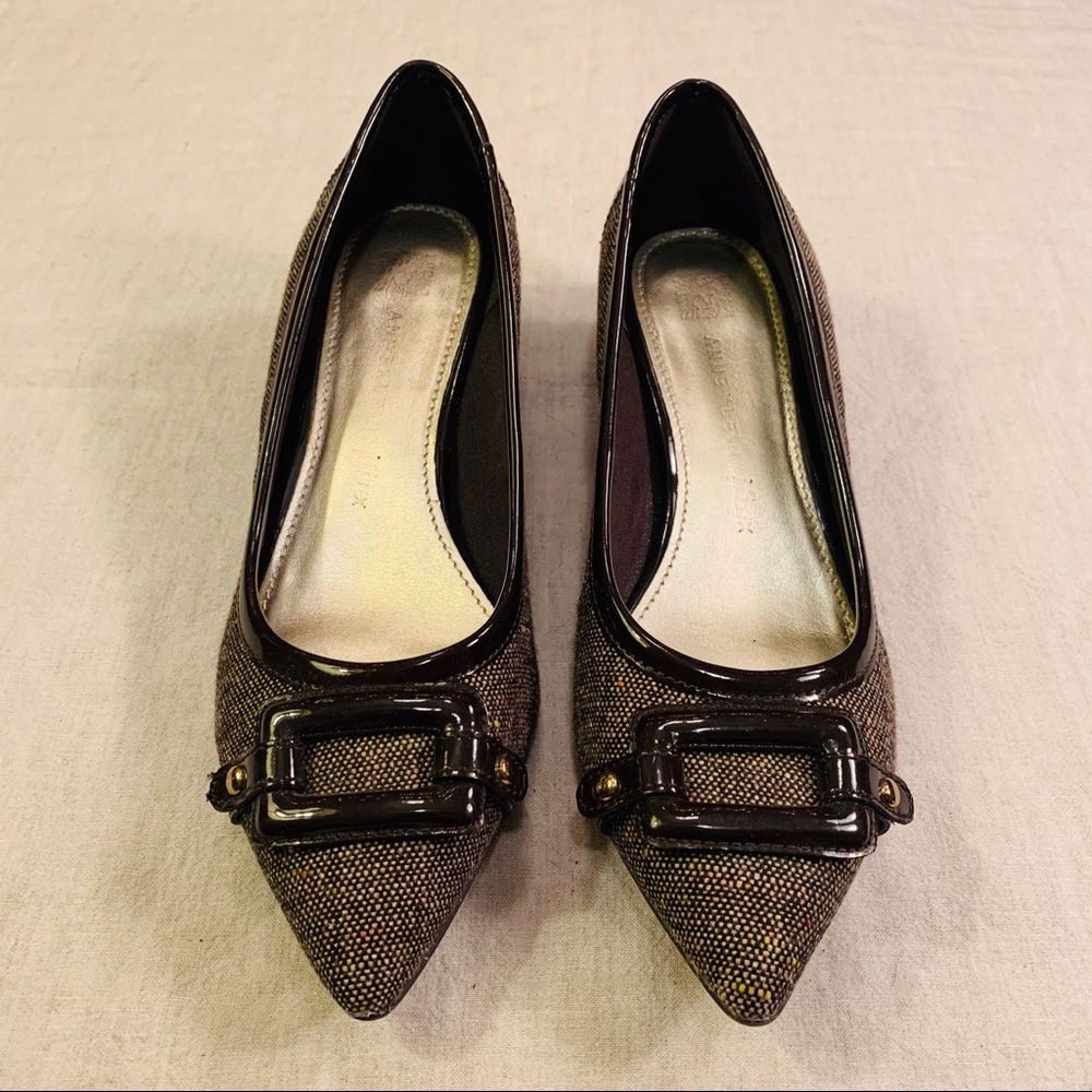 Anne Klein iFlex Brown Melanie Tweed Kitten Heels